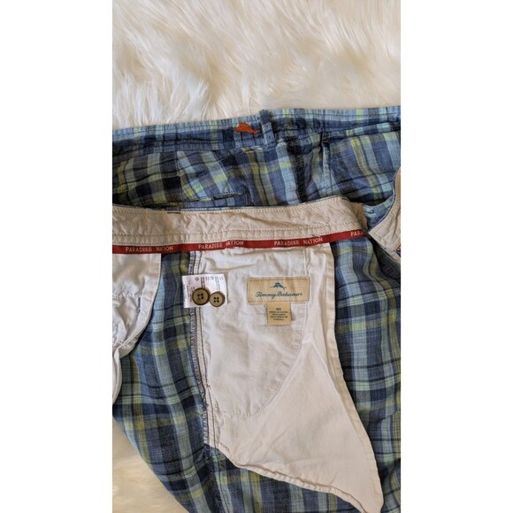 Tommy Bahama Men’s Plaid Shorts Size 40 Blue Green Linen Blend Casual Summer - Picture 5 of 10